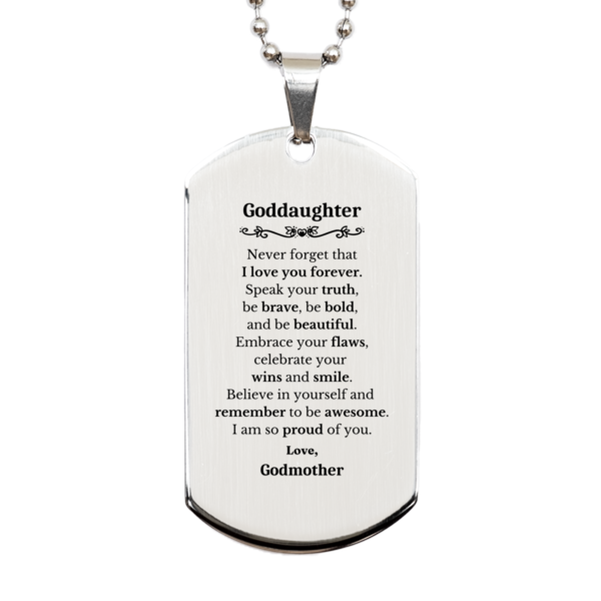 goddaughter silver dog tag never forget that i love you forever inspirational goddaughter birthday unique gifts from godmother