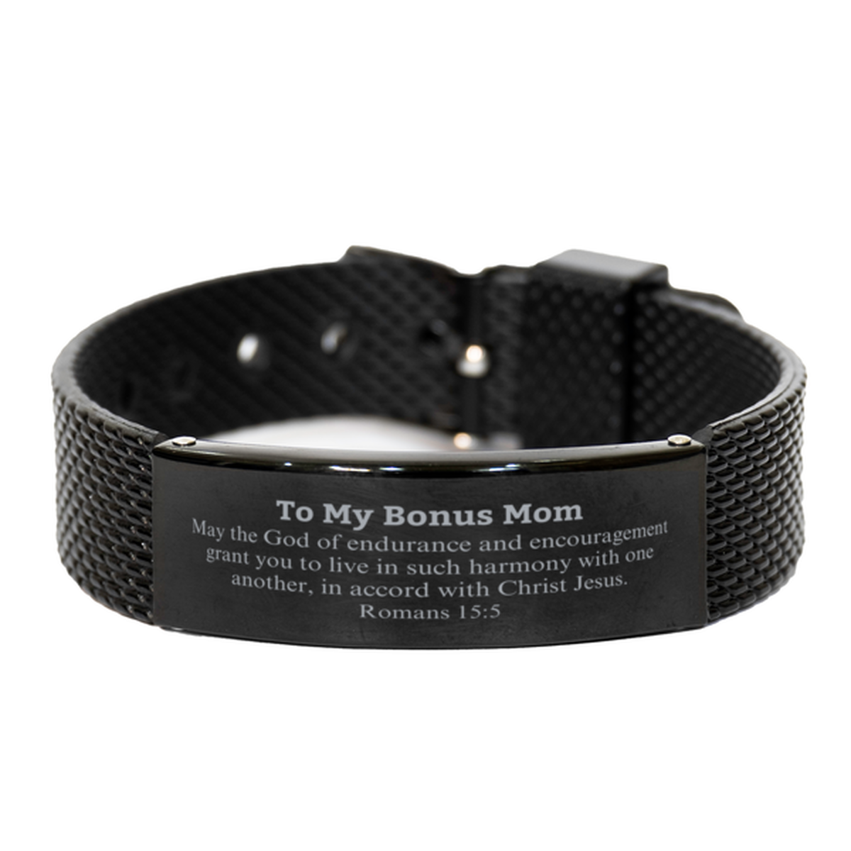 to my bonus mom gifts may the god of endurance bible verse scripture black shark mesh bracelet birthday confirmation gifts for bonus mom