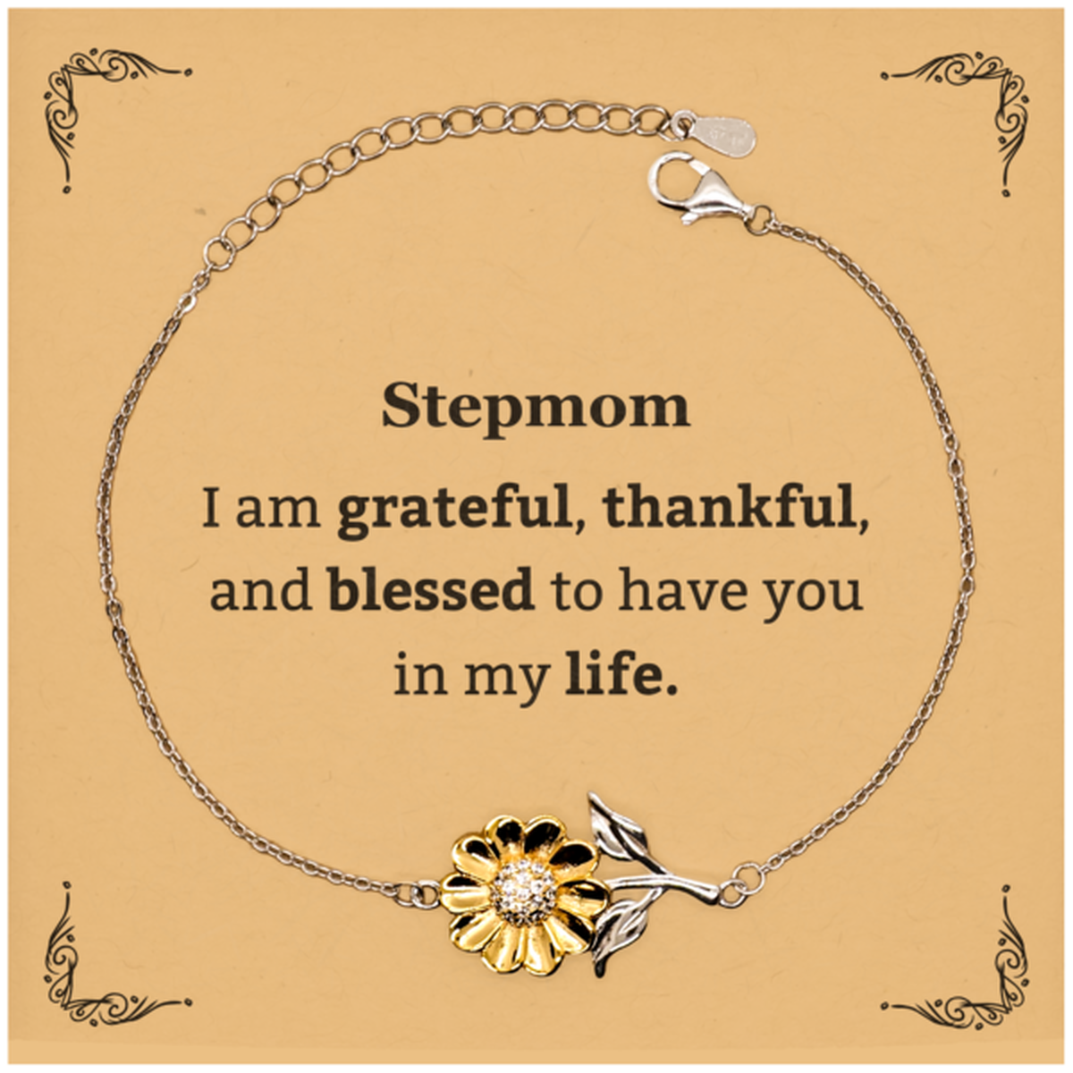 stepmom appreciation gifts i am grateful thankful and blessed thank you sunflower bracelet for stepmom birthday inspiration gifts for stepmom