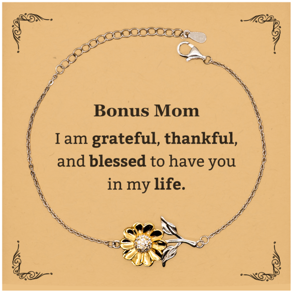 bonus mom appreciation gifts i am grateful thankful and blessed thank you sunflower bracelet for bonus mom birthday inspiration gifts for bonus mom