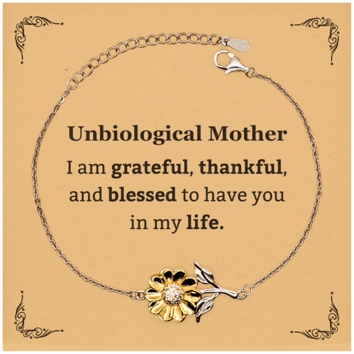 unbiological mother appreciation gifts i am grateful thankful and blessed thank you sunflower bracelet for unbiological mother birthday inspiration gifts for unbiological mother