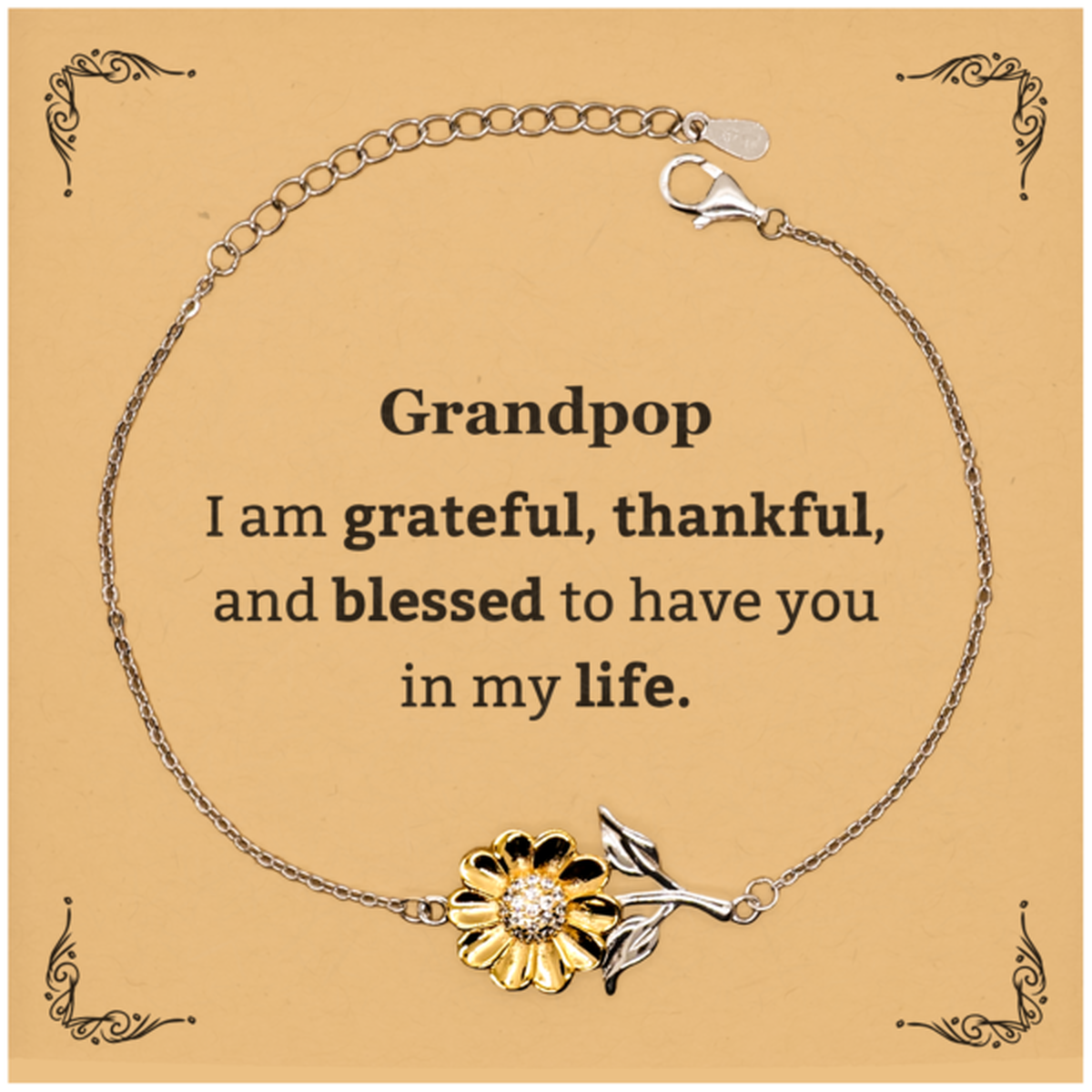 grandpop appreciation gifts i am grateful thankful and blessed thank you sunflower bracelet for grandpop birthday inspiration gifts for grandpop