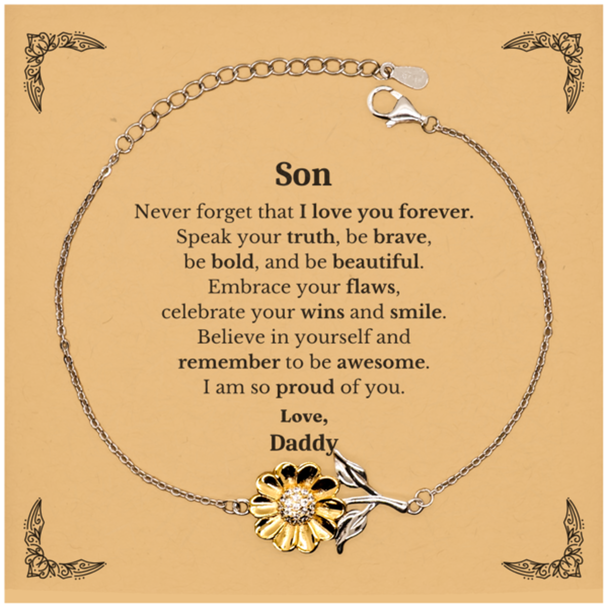 son sunflower bracelet never forget that i love you forever inspirational son birthday unique gifts from daddy