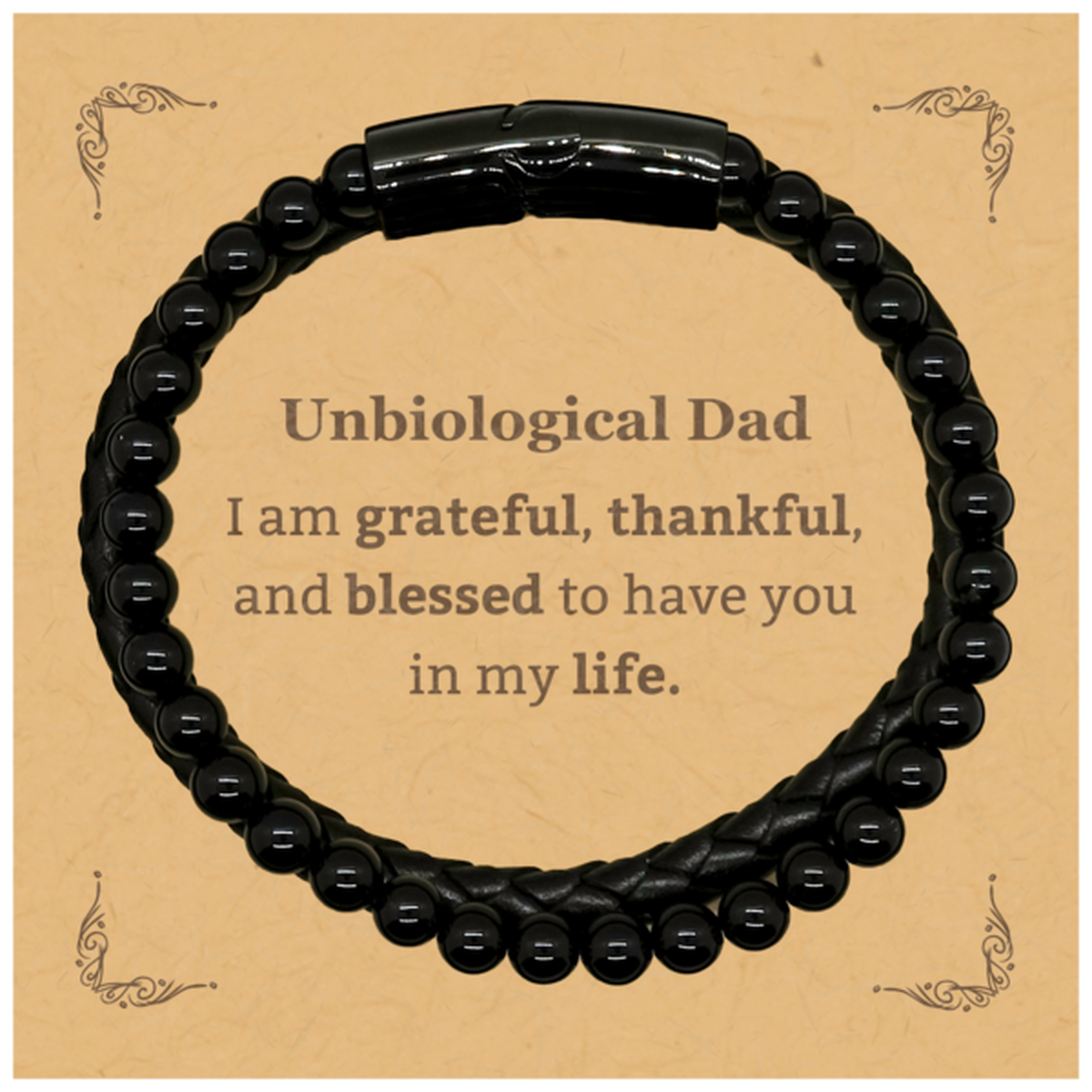 unbiological dad appreciation gifts i am grateful thankful and blessed thank you stone leather bracelets for unbiological dad birthday inspiration gifts for unbiological dad