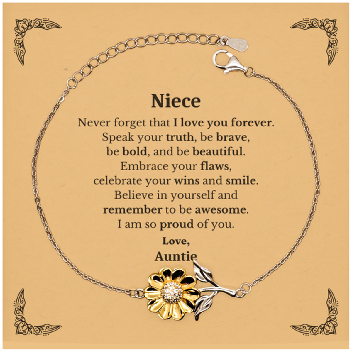 niece sunflower bracelet never forget that i love you forever inspirational niece birthday unique gifts from auntie