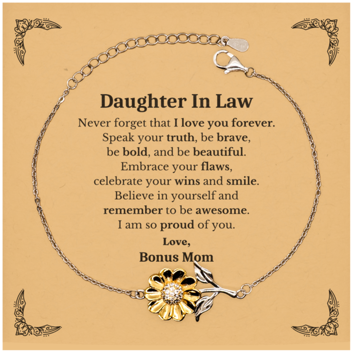 daughter in law sunflower bracelet never forget that i love you forever inspirational daughter in law birthday unique gifts from bonus mom 1