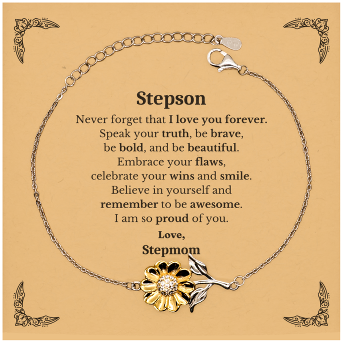stepson sunflower bracelet never forget that i love you forever inspirational stepson birthday unique gifts from stepmom