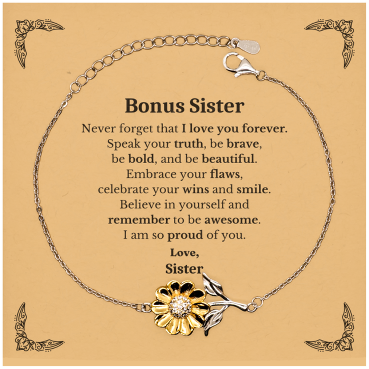 bonus sister sunflower bracelet never forget that i love you forever inspirational bonus sister birthday unique gifts from sister
