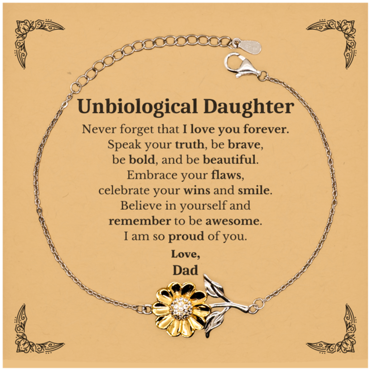 unbiological daughter sunflower bracelet never forget that i love you forever inspirational unbiological daughter birthday unique gifts from dad