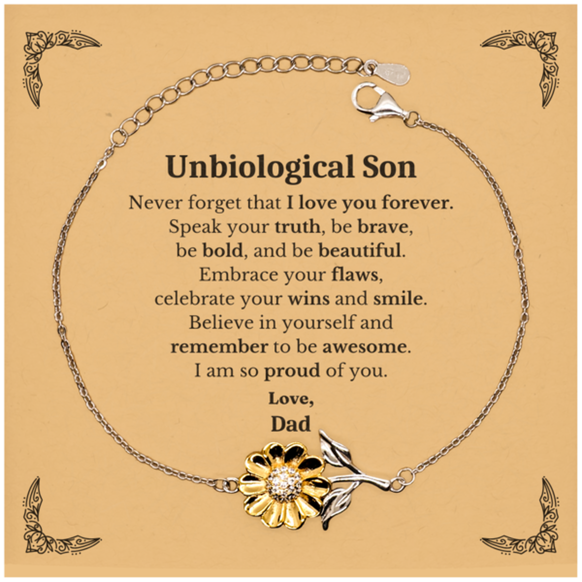 unbiological son sunflower bracelet never forget that i love you forever inspirational unbiological son birthday unique gifts from dad