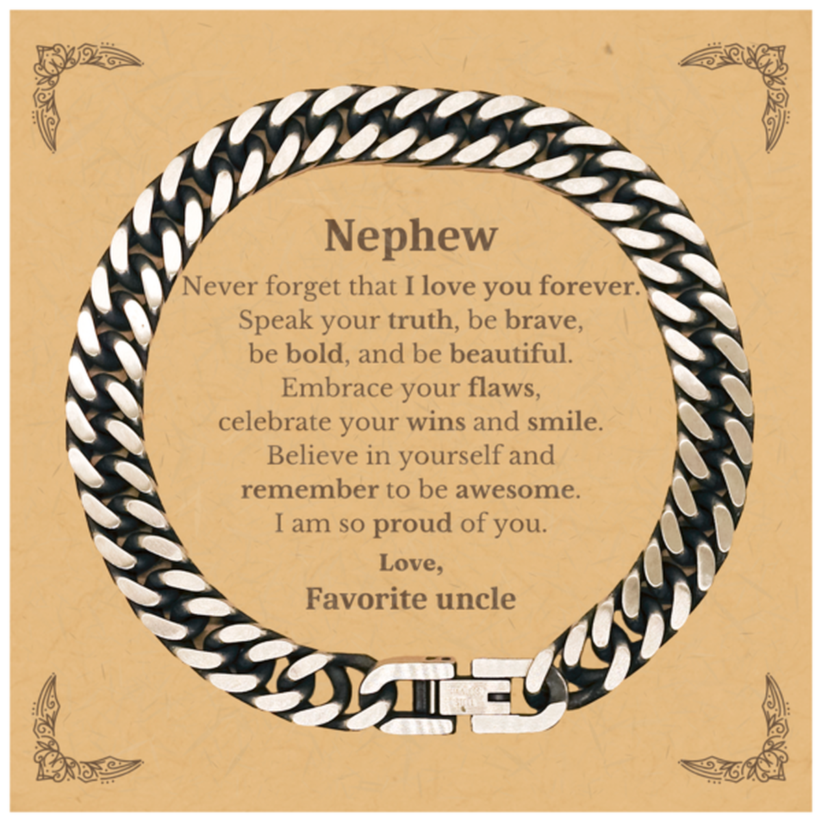 nephew cuban link chain bracelet never forget that i love you forever inspirational nephew birthday unique gifts from favorite uncle