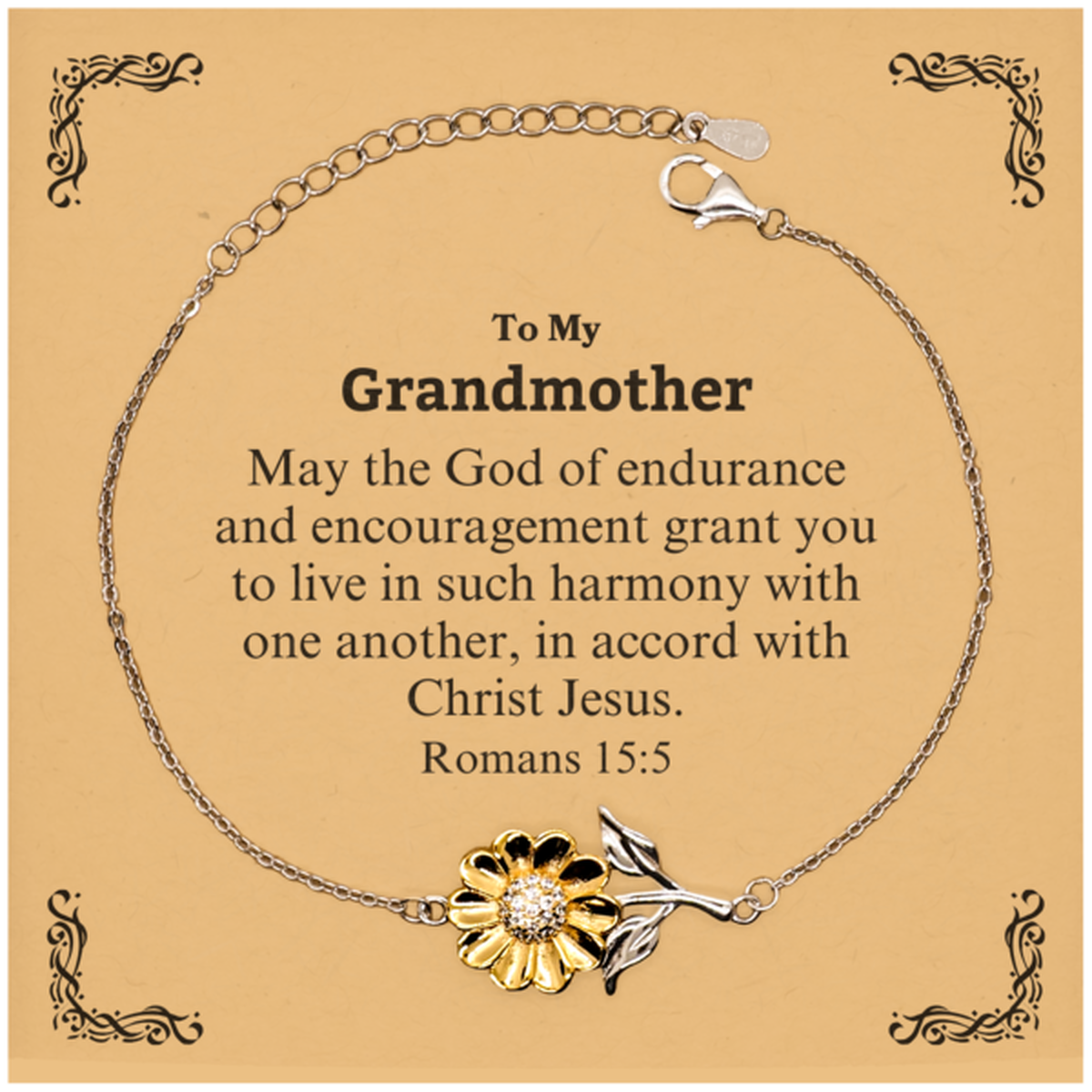 to my grandmother gifts may the god of endurance bible verse scripture sunflower bracelet birthday confirmation gifts for grandmother