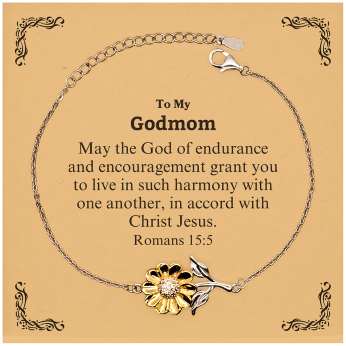 to my godmom gifts may the god of endurance bible verse scripture sunflower bracelet birthday confirmation gifts for godmom