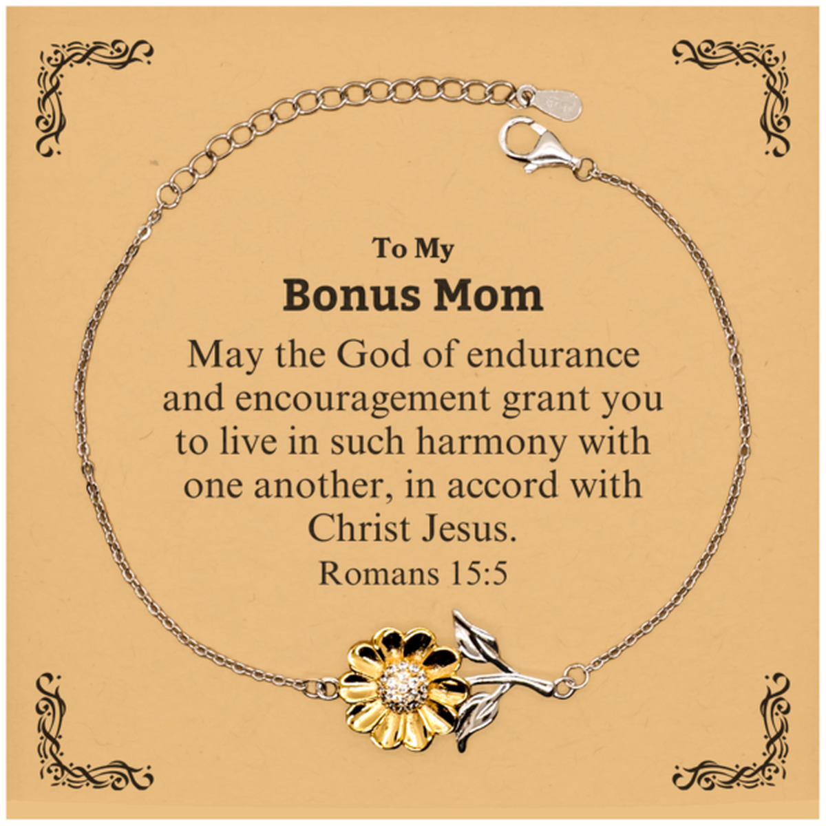 to my bonus mom gifts may the god of endurance bible verse scripture sunflower bracelet birthday confirmation gifts for bonus mom