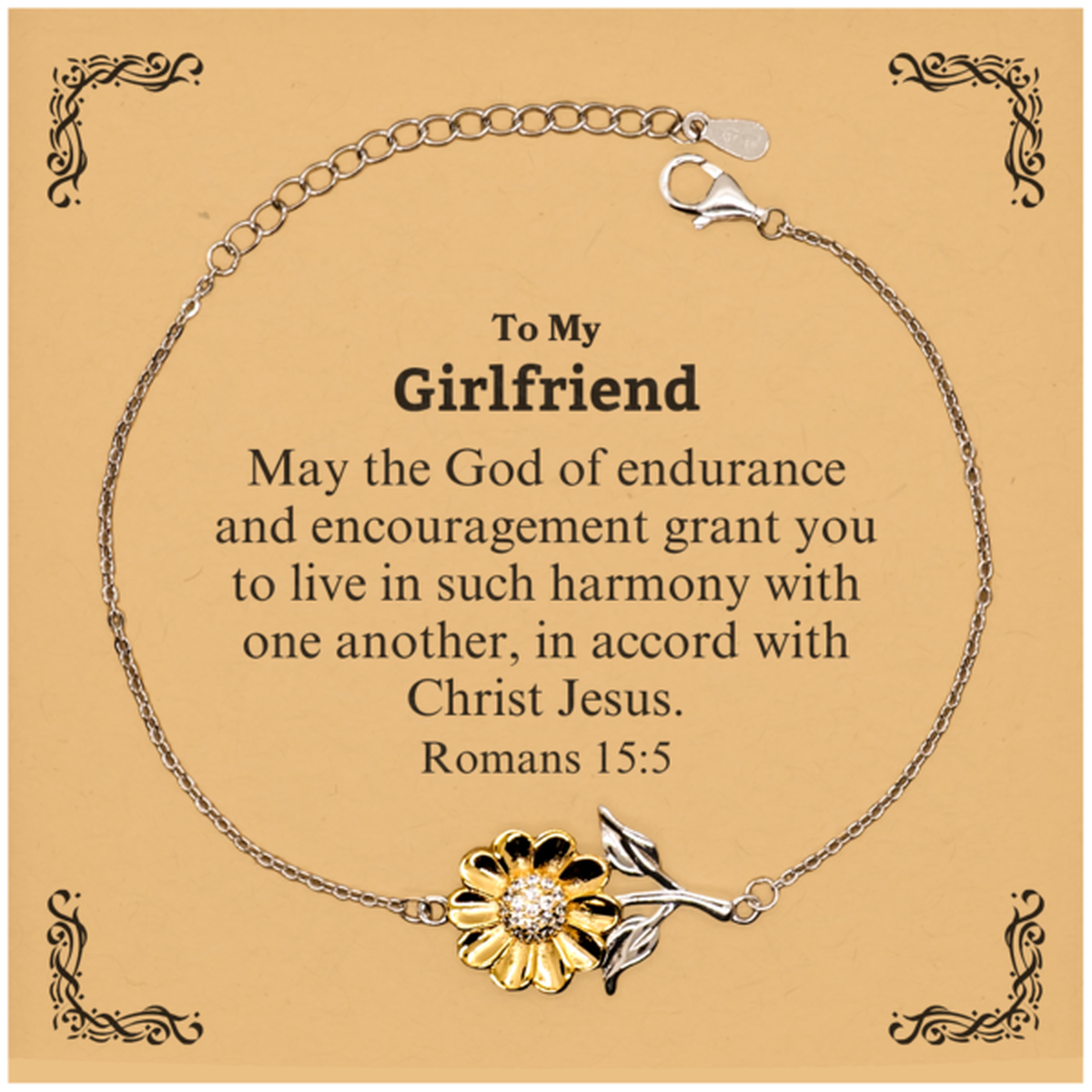 to my girlfriend gifts may the god of endurance bible verse scripture sunflower bracelet birthday confirmation gifts for girlfriend