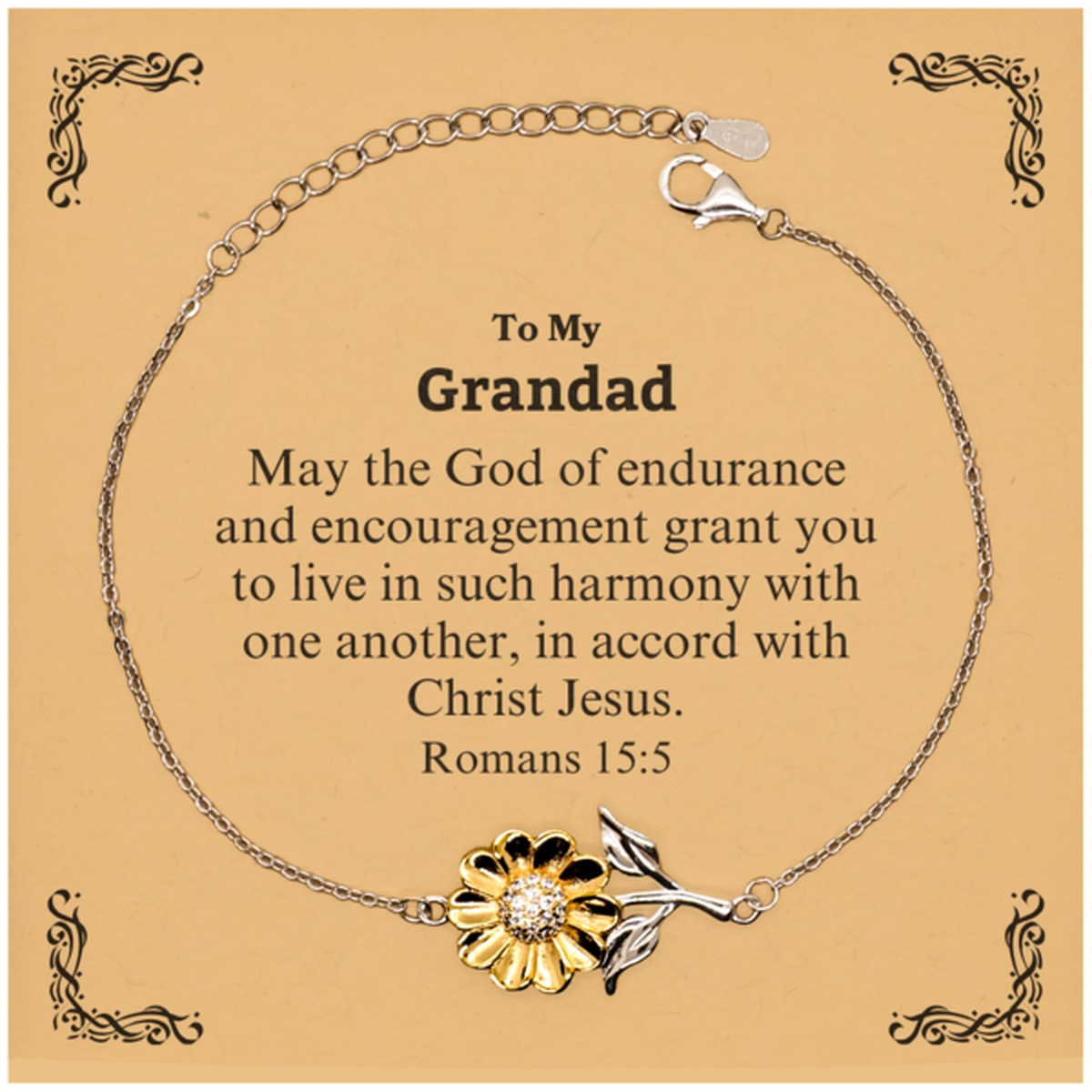 to my grandad gifts may the god of endurance bible verse scripture sunflower bracelet birthday confirmation gifts for grandad