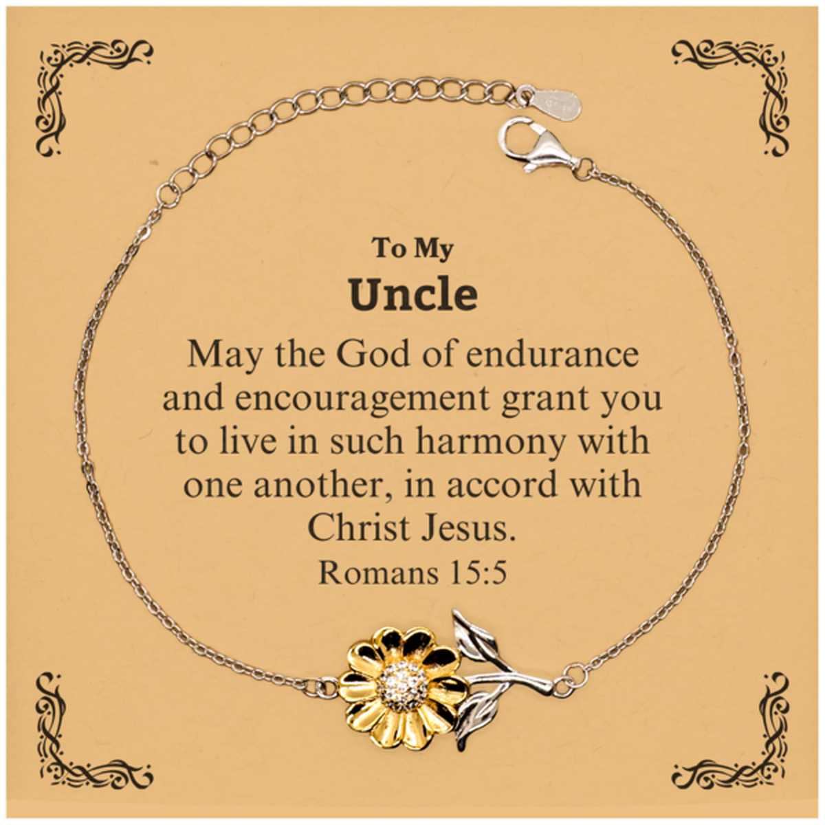 to my uncle gifts may the god of endurance bible verse scripture sunflower bracelet birthday confirmation gifts for uncle