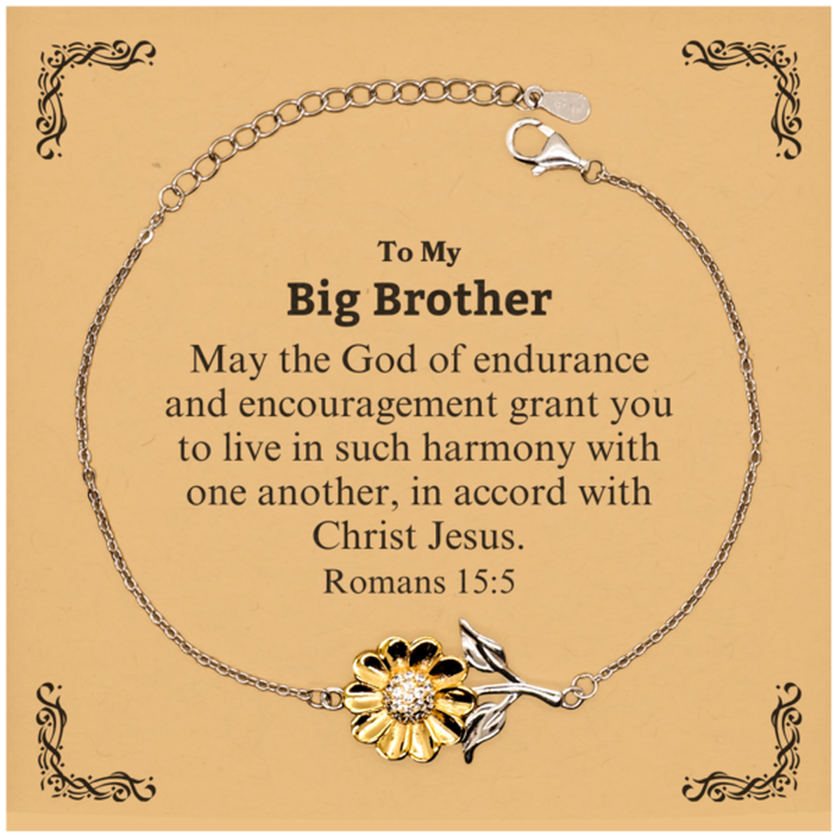 to my big brother gifts may the god of endurance bible verse scripture sunflower bracelet birthday confirmation gifts for big brother