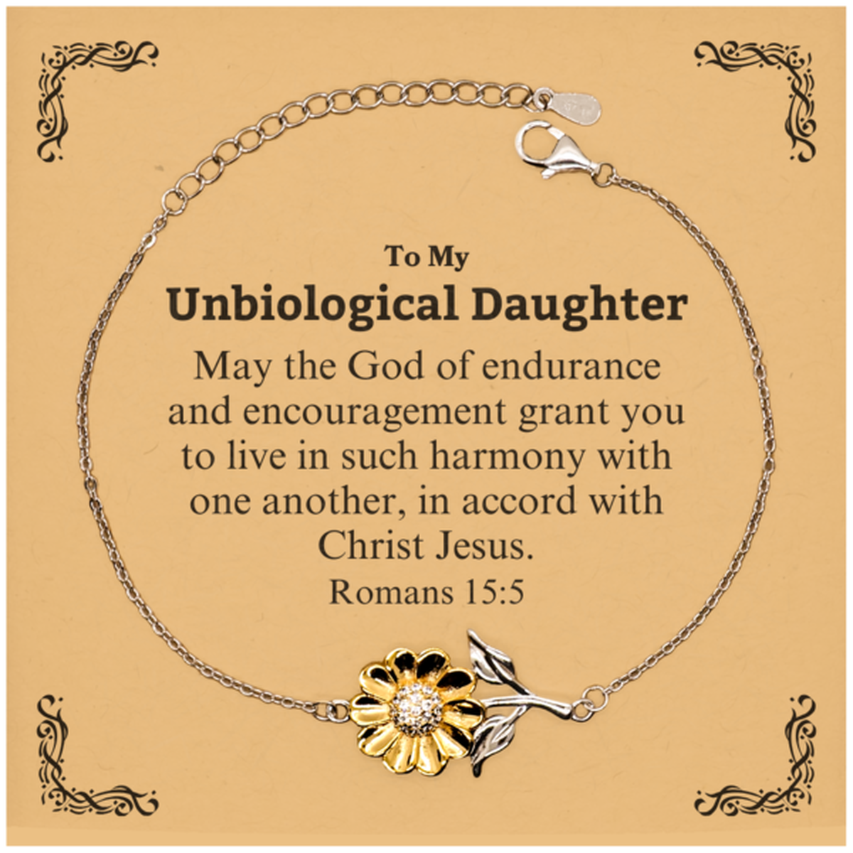 to my unbiological daughter gifts may the god of endurance bible verse scripture sunflower bracelet birthday confirmation gifts for unbiological daughter