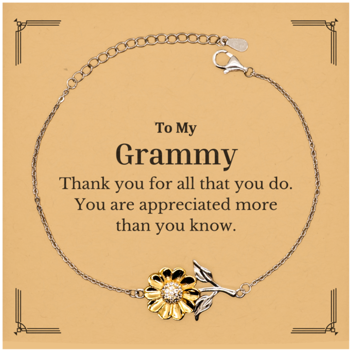 to my grammy thank you gifts you are appreciated more than you know appreciation sunflower bracelet for grammy birthday unique gifts for grammy