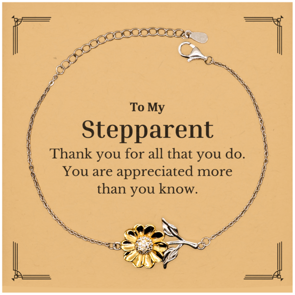 to my stepparent thank you gifts you are appreciated more than you know appreciation sunflower bracelet for stepparent birthday unique gifts for stepparent