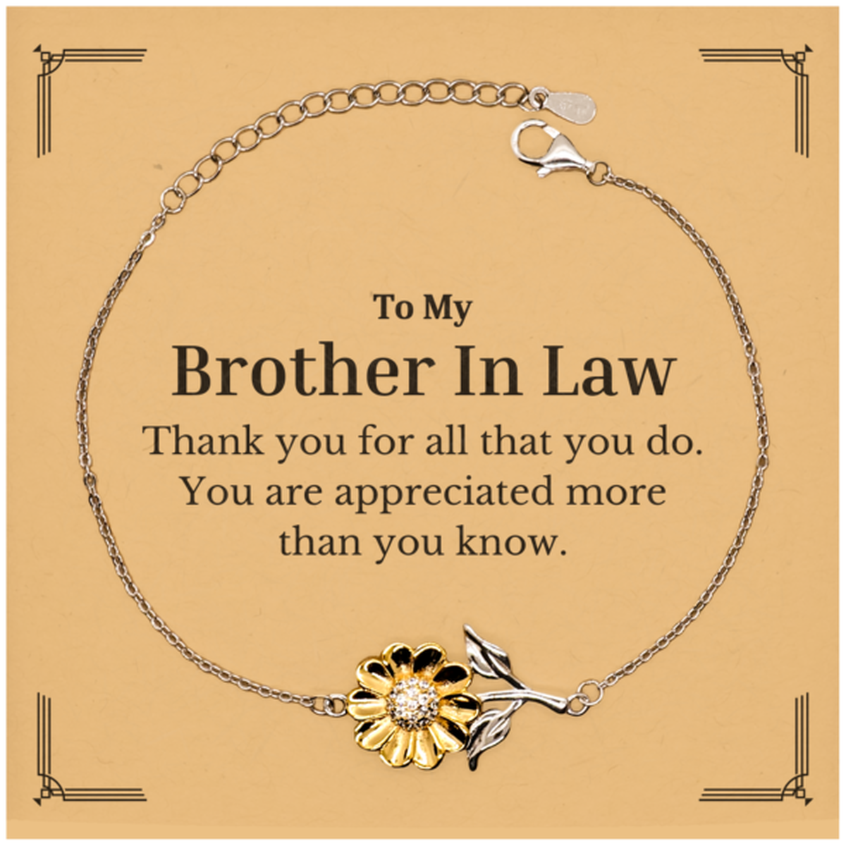 to my brother in law thank you gifts you are appreciated more than you know appreciation sunflower bracelet for brother in law birthday unique gifts for brother in law