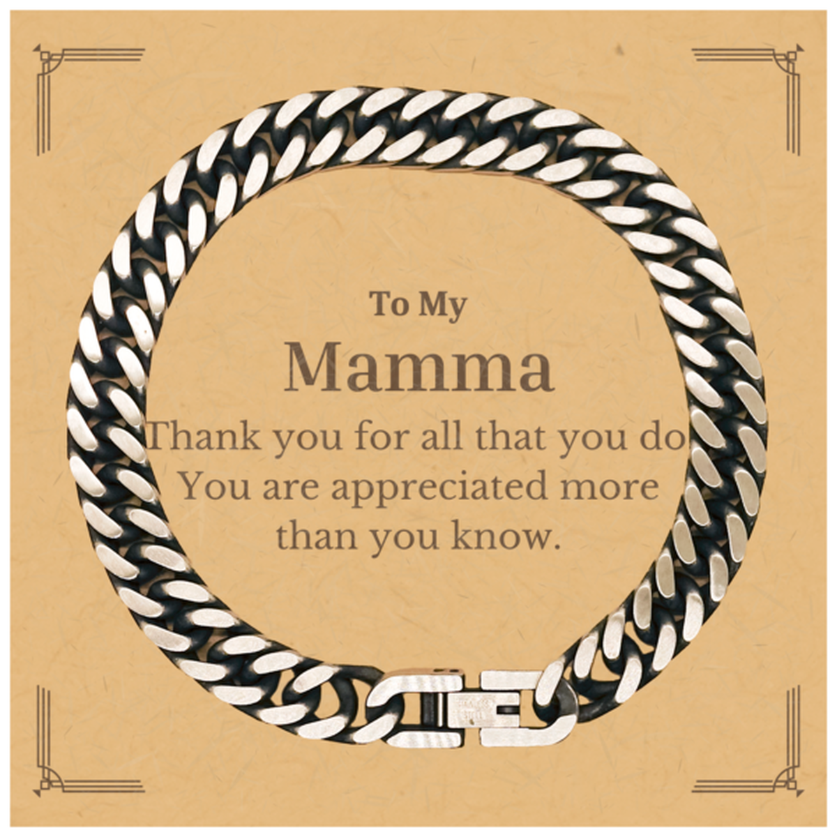 to my mamma thank you gifts you are appreciated more than you know appreciation cuban link chain bracelet for mamma birthday unique gifts for mamma