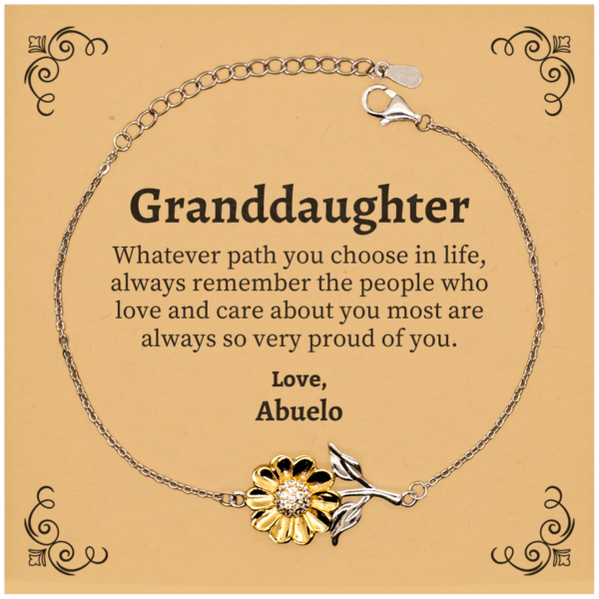 granddaughter sunflower bracelet always so very proud of you inspirational granddaughter birthday supporting gifts from abuelo