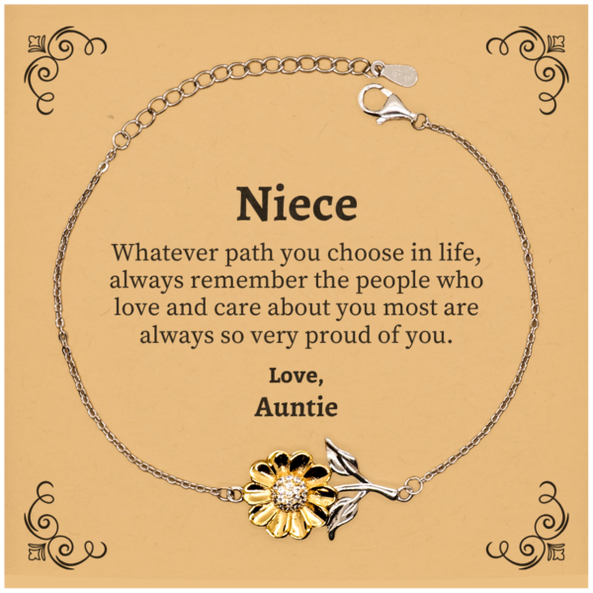 niece sunflower bracelet always so very proud of you inspirational niece birthday supporting gifts from auntie