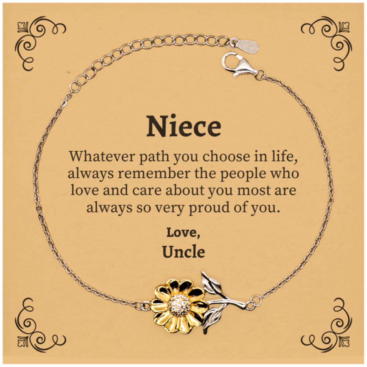 niece sunflower bracelet always so very proud of you inspirational niece birthday supporting gifts from uncle