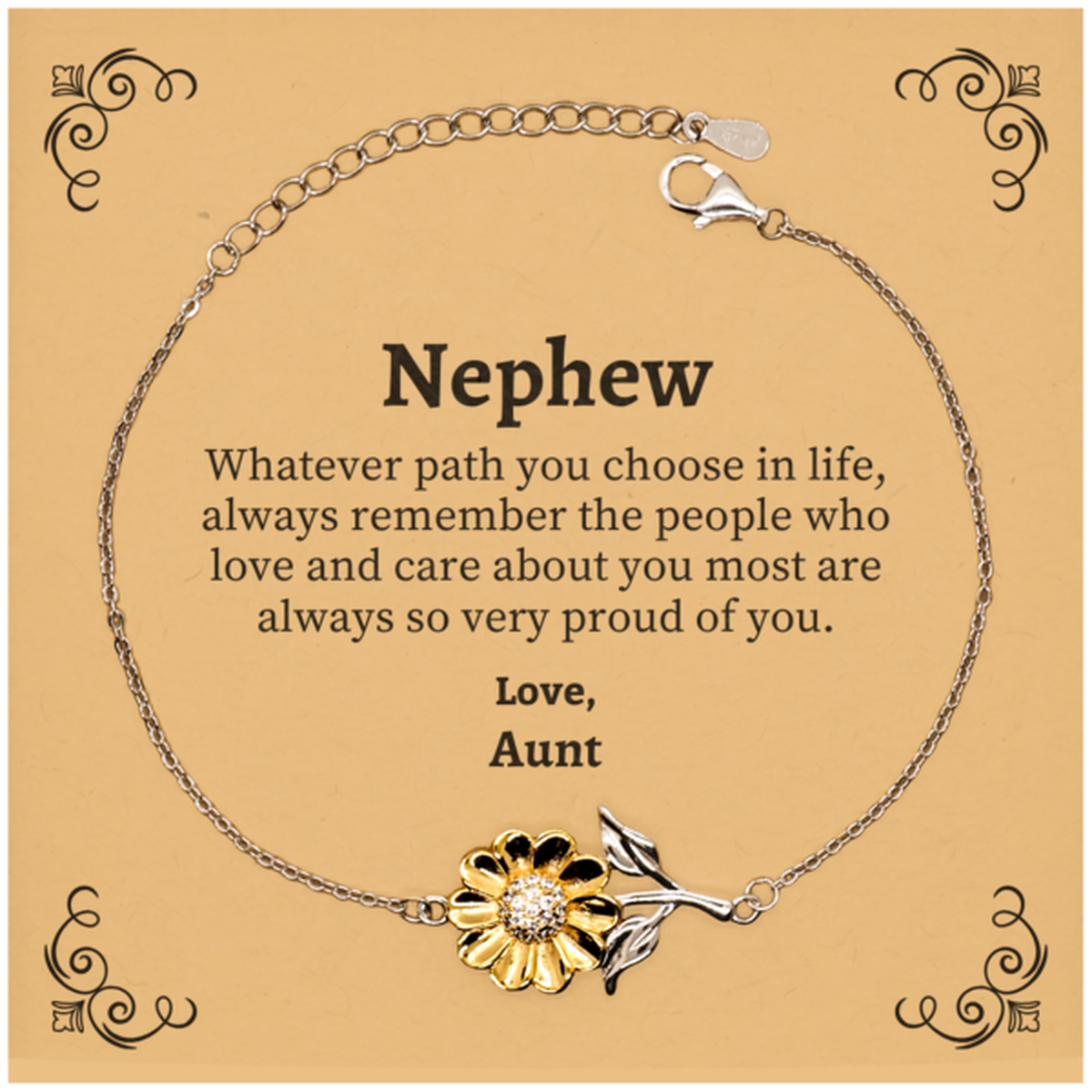nephew sunflower bracelet always so very proud of you inspirational nephew birthday supporting gifts from aunt