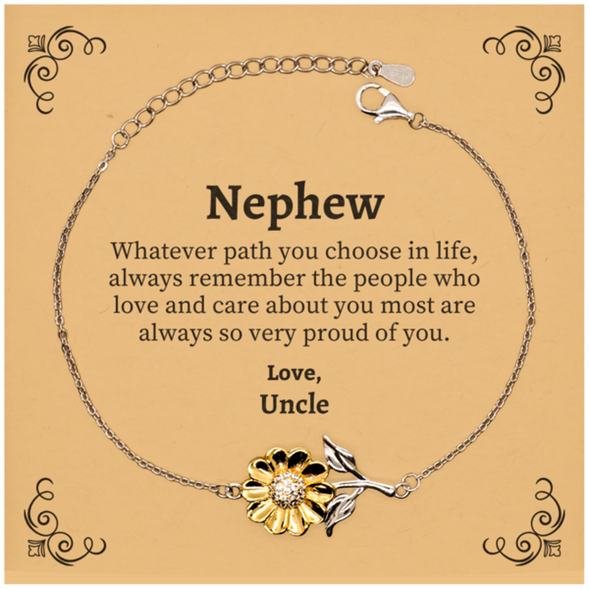 nephew sunflower bracelet always so very proud of you inspirational nephew birthday supporting gifts from uncle