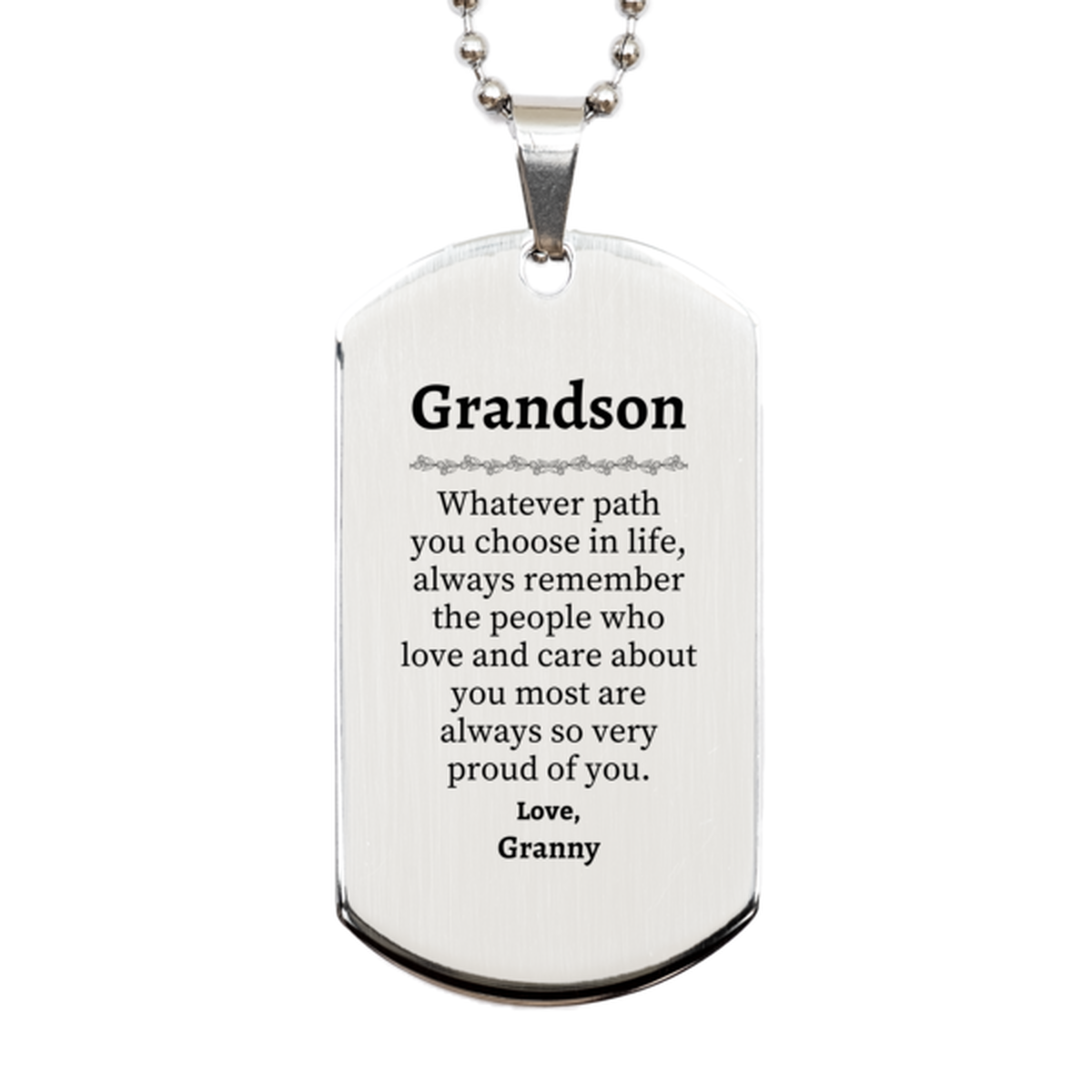 grandson silver dog tag always so very proud of you inspirational grandson birthday supporting gifts from granny