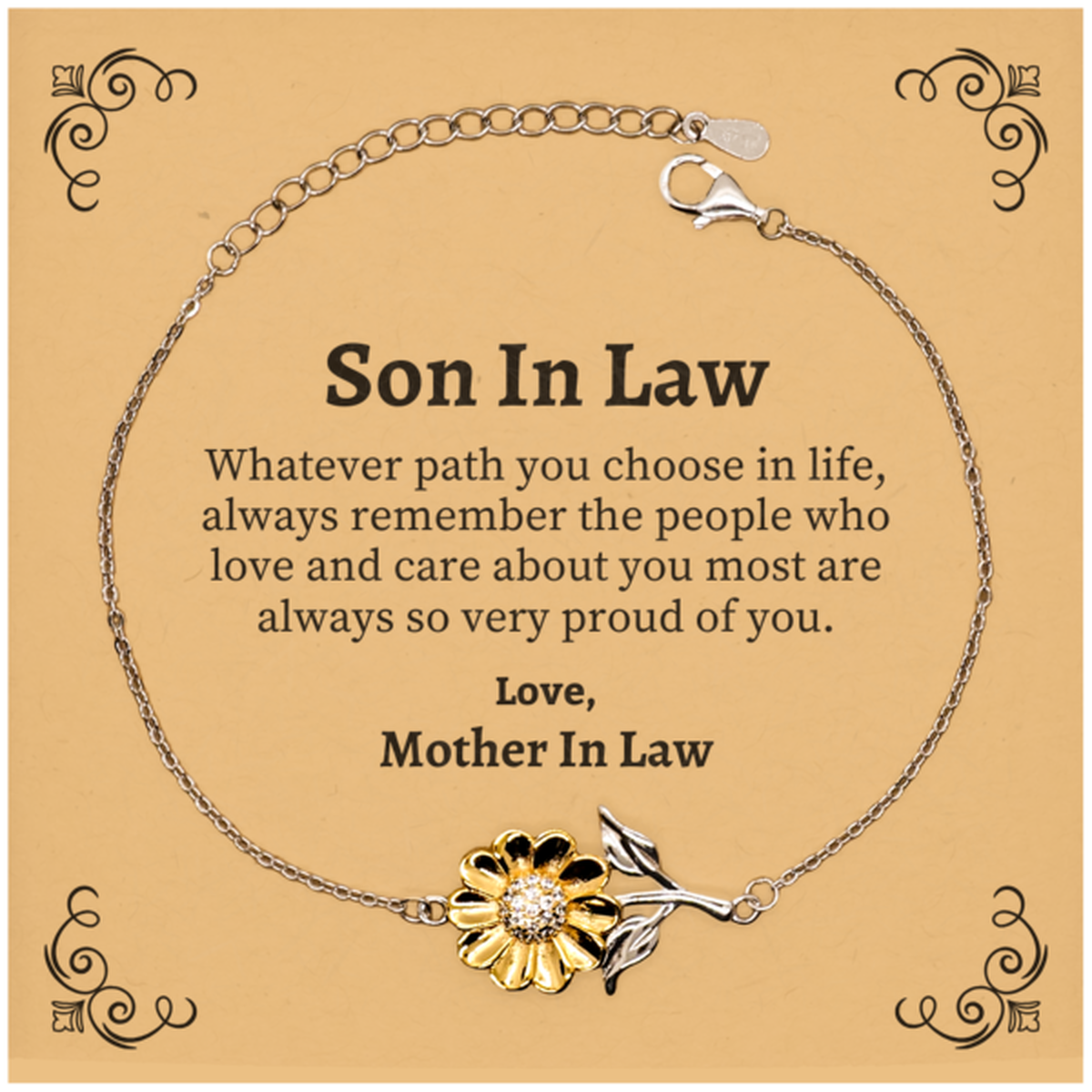 son in law sunflower bracelet always so very proud of you inspirational son in law birthday supporting gifts from mother in law