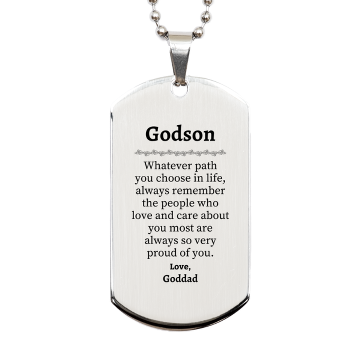 godson silver dog tag always so very proud of you inspirational godson birthday supporting gifts from goddad
