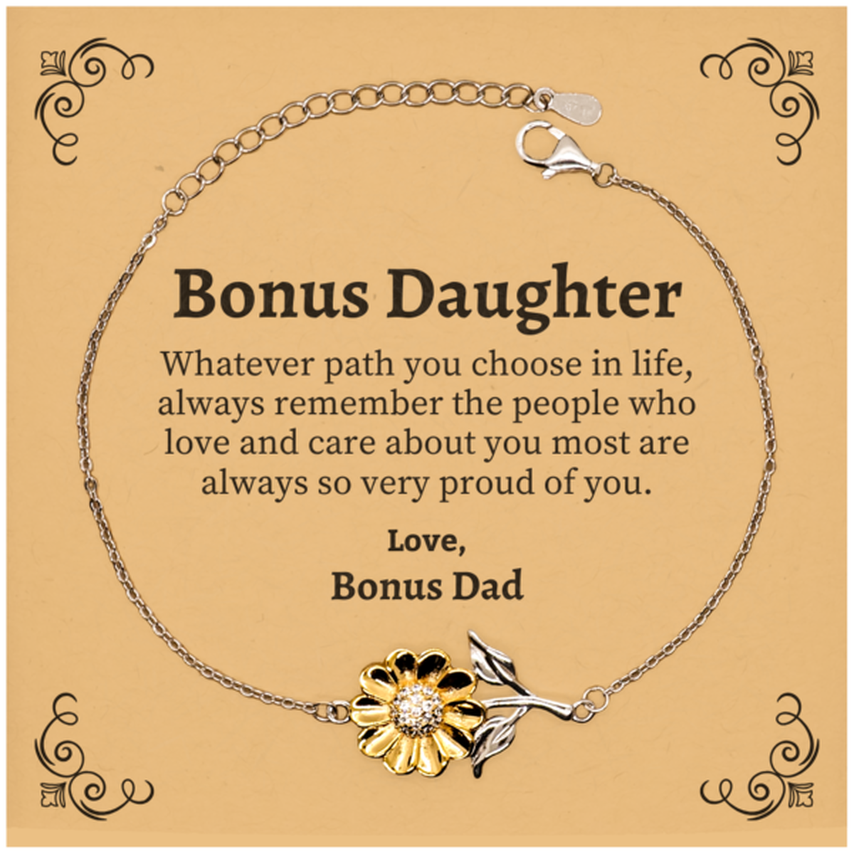 bonus daughter sunflower bracelet always so very proud of you inspirational bonus daughter birthday supporting gifts from bonus dad