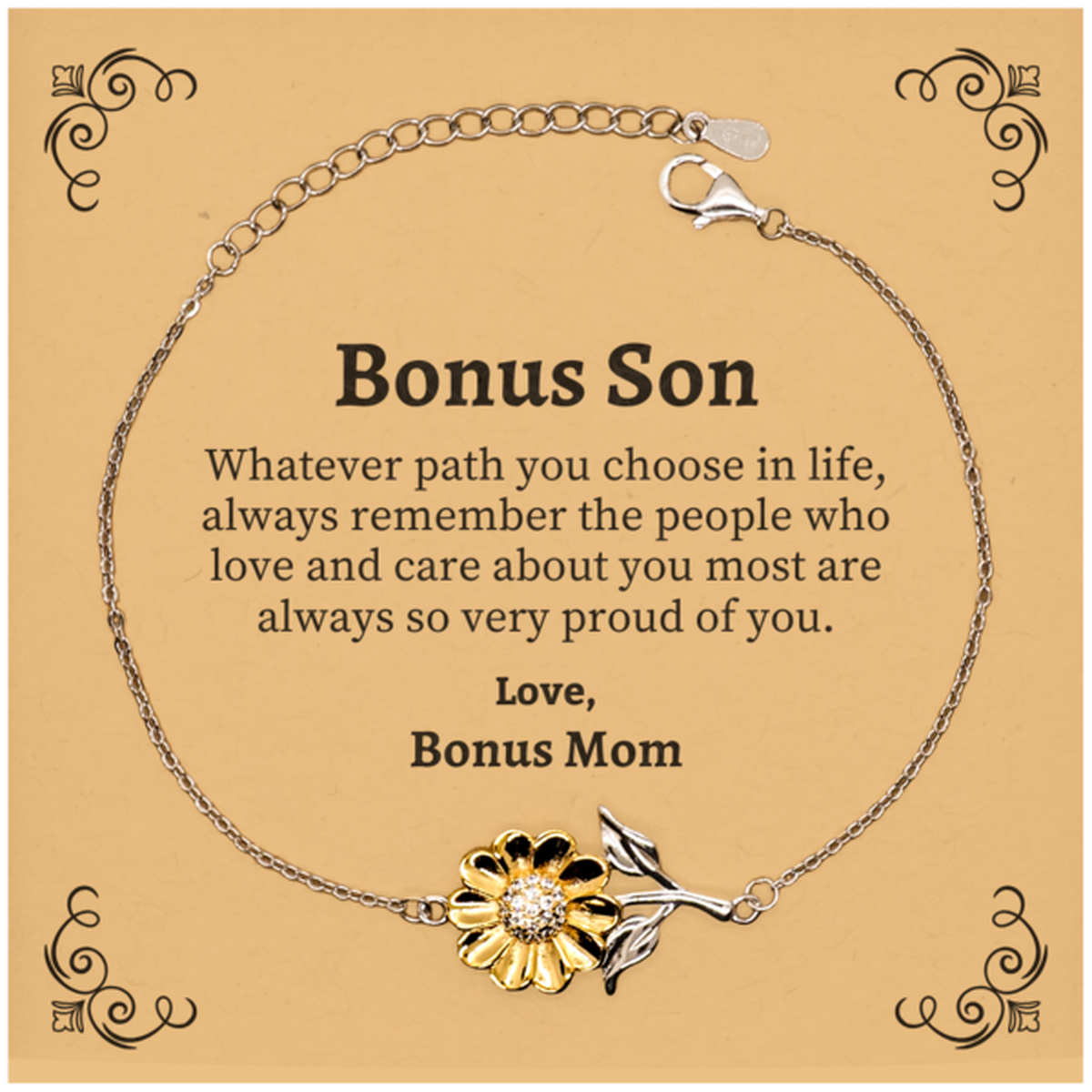 bonus son sunflower bracelet always so very proud of you inspirational bonus son birthday supporting gifts from bonus mom