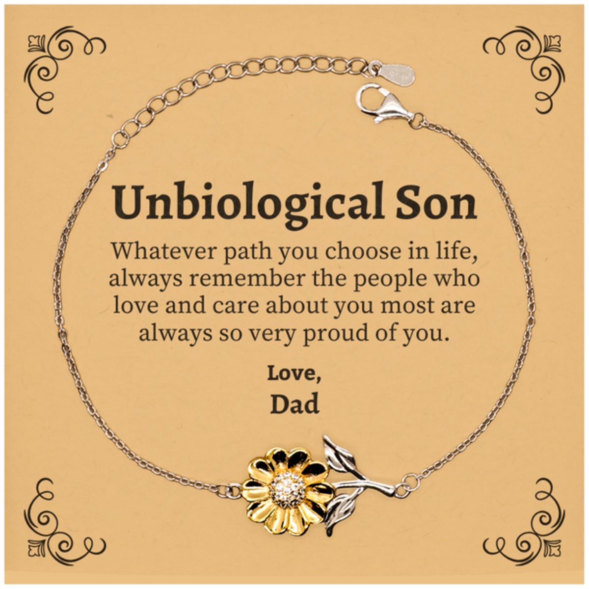unbiological son sunflower bracelet always so very proud of you inspirational unbiological son birthday supporting gifts from dad
