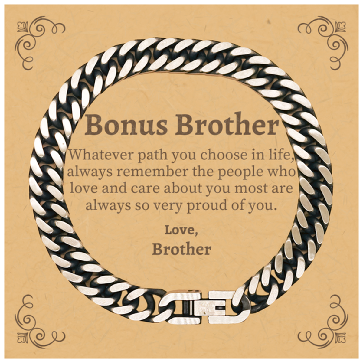 bonus brother cuban link chain bracelet always so very proud of you inspirational bonus brother birthday supporting gifts from brother