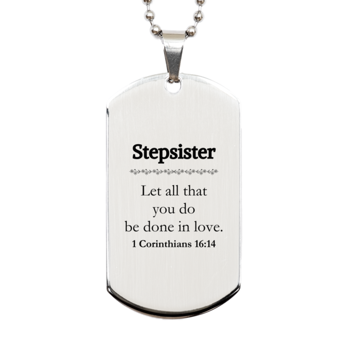 christian stepsister gifts let all that you do be done in love bible verse scripture silver dog tag baptism confirmation gifts for stepsister