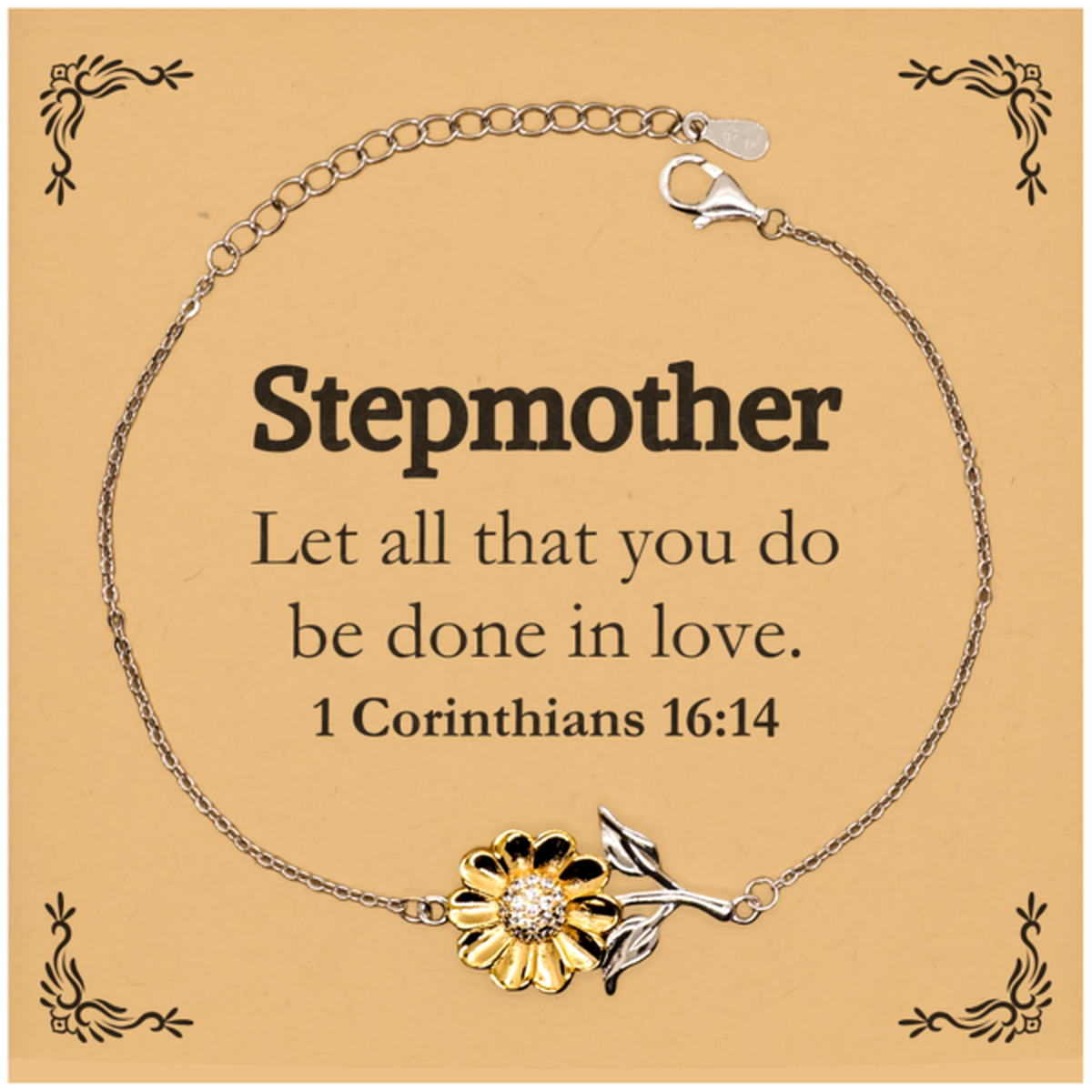 christian stepmother gifts let all that you do be done in love bible verse scripture sunflower bracelet baptism confirmation gifts for stepmother