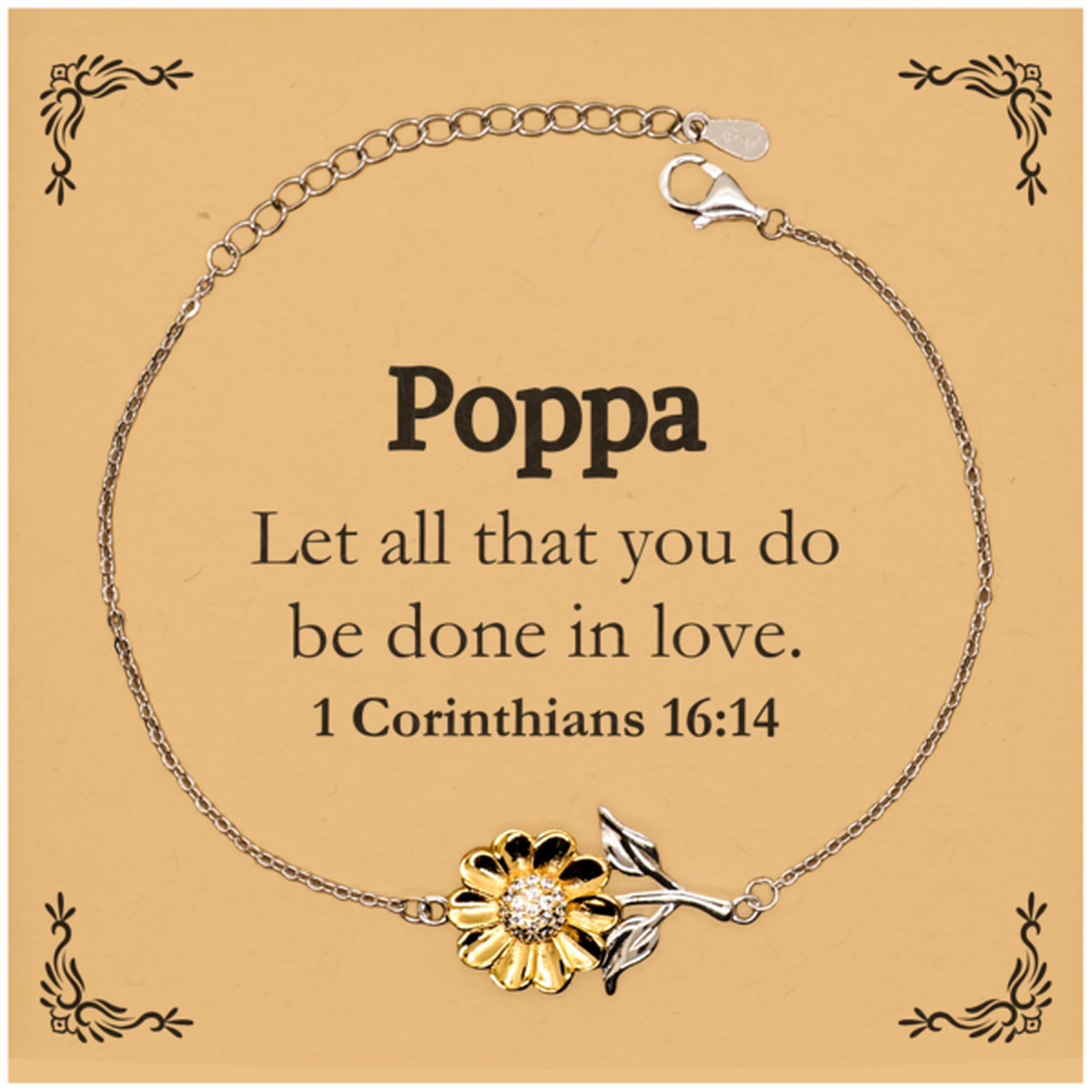 christian poppa gifts let all that you do be done in love bible verse scripture sunflower bracelet baptism confirmation gifts for poppa