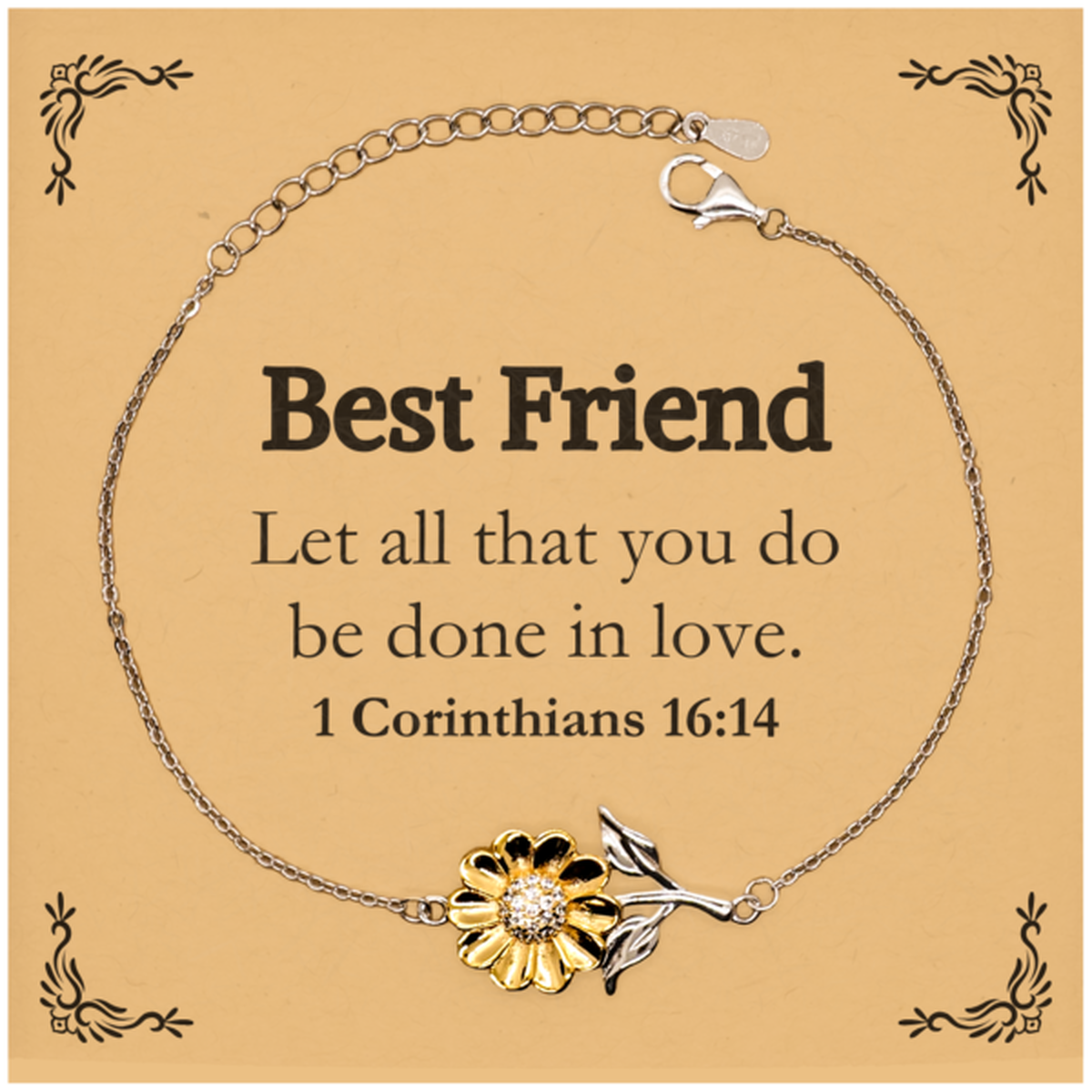 christian best friend gifts let all that you do be done in love bible verse scripture sunflower bracelet baptism confirmation gifts for best friend