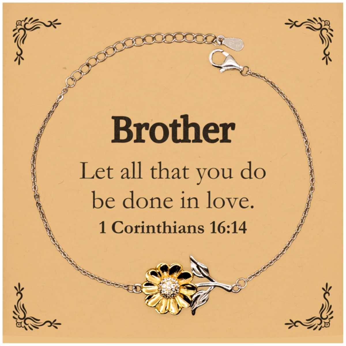 christian brother gifts let all that you do be done in love bible verse scripture sunflower bracelet baptism confirmation gifts for brother