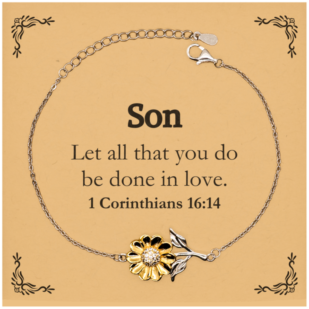 christian son gifts let all that you do be done in love bible verse scripture sunflower bracelet baptism confirmation gifts for son