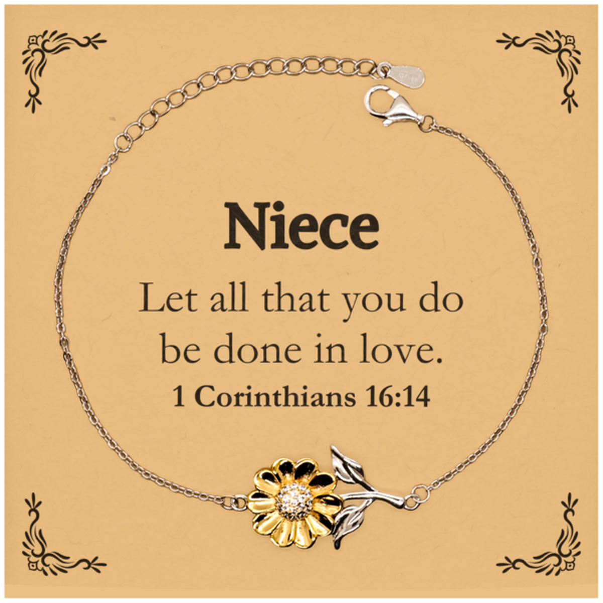 christian niece gifts let all that you do be done in love bible verse scripture sunflower bracelet baptism confirmation gifts for niece