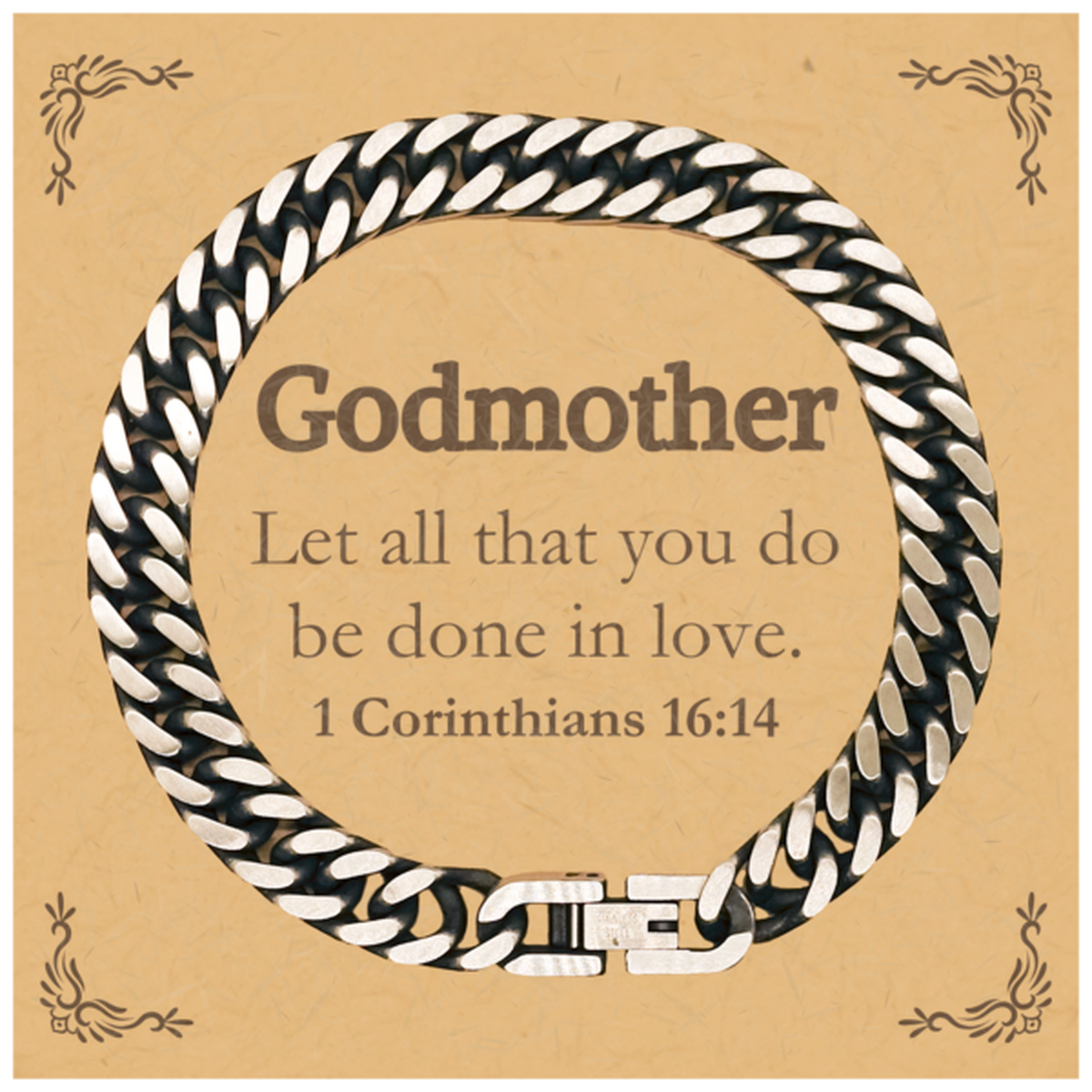 christian godmother gifts let all that you do be done in love bible verse scripture cuban link chain bracelet baptism confirmation gifts for godmother