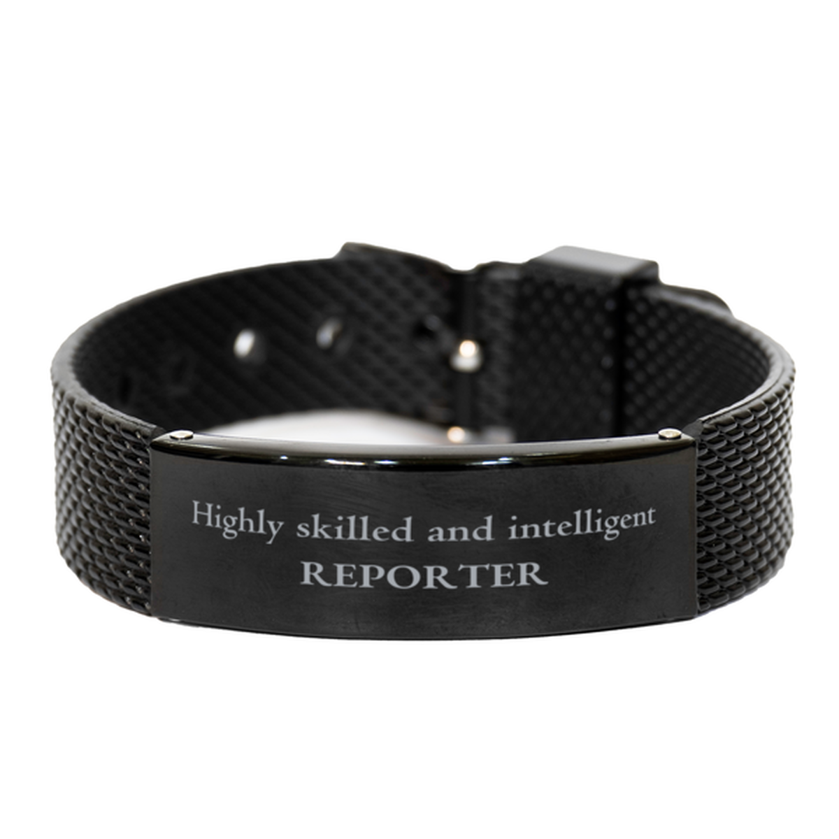 best reporter gifts highly skilled and intelligent appreciation birthday black shark mesh bracelet for reporter men women friends coworkers
