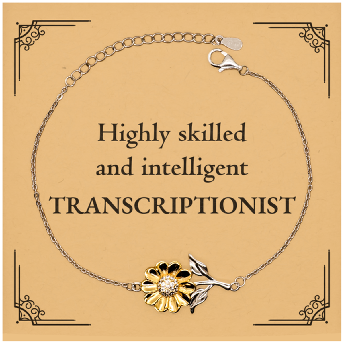 best transcriptionist gifts highly skilled and intelligent appreciation birthday sunflower bracelet for transcriptionist men women friends coworkers