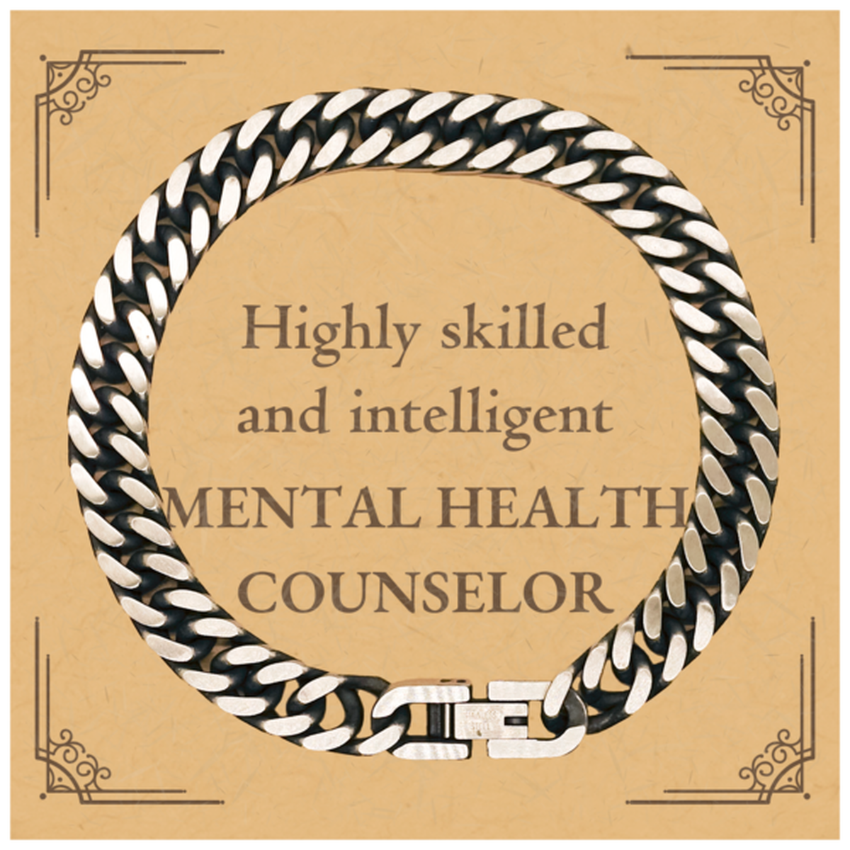best mental health counselor gifts highly skilled and intelligent appreciation birthday cuban link chain bracelet for mental health counselor men women friends coworkers